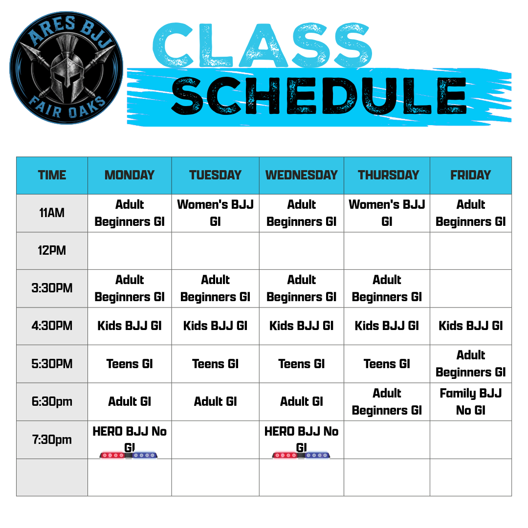 Ares BJJ Fair Oaks class schedule